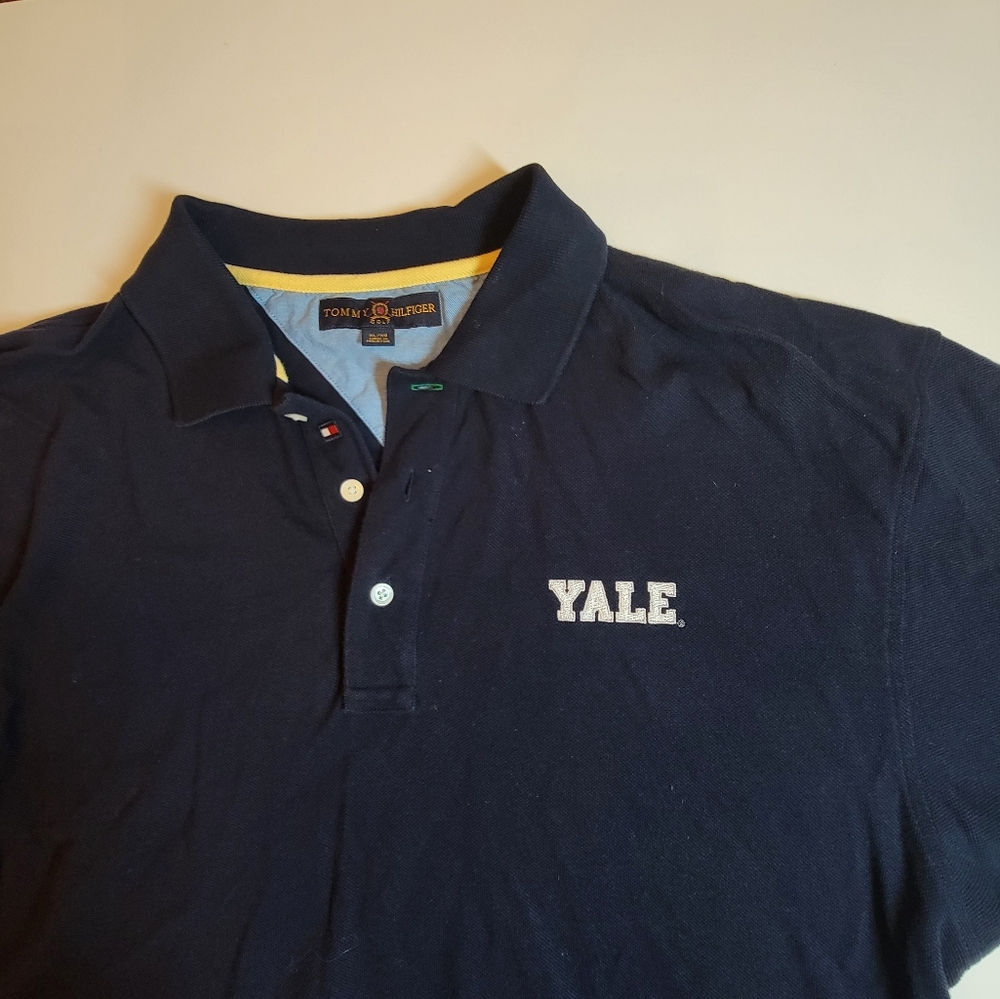Tommy Hilfiger Golf Navy Polo Shirt with Embroidered Yale Logo Men's XL